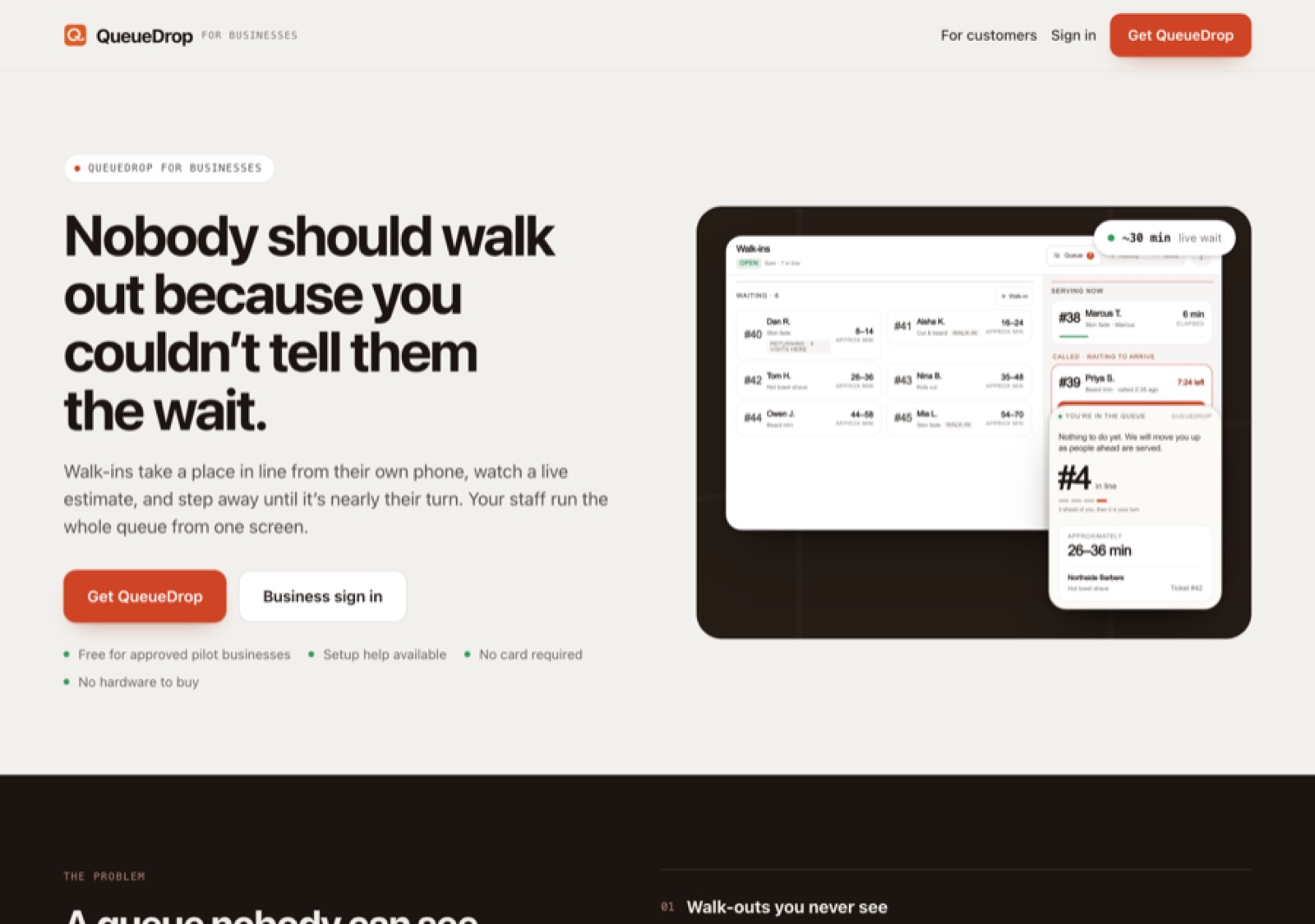 QueueDrop website